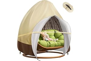 WIDESMILE Patio Hanging Egg Chair Cover Double 420D Waterproof Swinging Chair Cover Veranda Patio Cocoon Egg Chair Garden Furniture Cover with Drawstring
