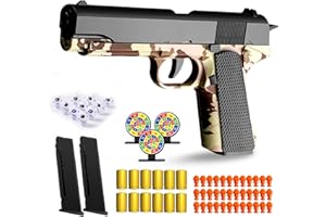 SZJYMY Soft Bullet Gun Toy - Automatic Pull Back Action Semi-Automatic Handgun with Shell Ejection and Auto Rebound, Gun Toy for Teen Boys, Suitable for 3 4 5 6 7 8 Years Old boys And Girls Toys