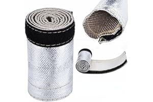 YUECOOM 600x106mm Bouclier thermique en tissu de fibre de verre, gaine de tuyau en fil isolé tuyau aluminisé et tuyau argenté protection de fil barrière gaine thermique gris blanc