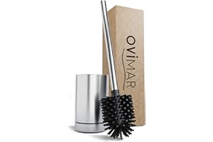 ‎OVIMAR ovimar Toilettenbürste Tuno Silber | Silikon Klobürste | Belüftungsfunktion | frei stehend | Bürstenkopf wechselbar | abnehmbare Tropfschale | Ohne Wandmontage