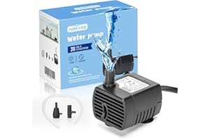Nobleza - Mini Bomba de Agua (200L/H - 3W) Ultra Silenciosa Con Alta Carrera Para Acuarios, Fuentes y Estatuas - Cable de Alimentación de 0.6m y 2 Boquillas
