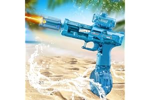 MOZC Pistolet à Eau électrique, Pistolet à Eau Automatique avec Effet Flash, Water Gun Rechargeable Grande capacité pour Enfants Convient pour Jardin, Plage (Biubiu Bleu)