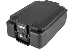 HMF Caja de documentos ignífuga DIN A4 vertical, caja para dinero con cerradura, 41 x 28 x 15,5 cm, color negro