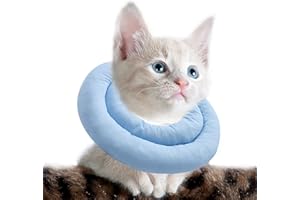 OHCOZZY Collare Elisabettiano Gatto, Collare a Cono per Gatti con Collo Regolabile, Collare Protettivo Gatto Antileccamento Dopo l'intervento Chirurgico (S, Azzurro)