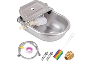BREUAILY Abbeveratoio Automatico Per Cani Abbeveratoio Automatico per Bevande in Acciaio Inox con Foro di Drenaggio e Valvola a Galleggiante per Bestiame Pecore Cavalli Bovini