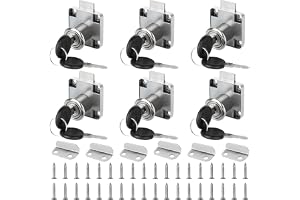 MUXHEL Set med 6 skåplås, 20 mm, 30 x 11 x 9 mm, möbellås | Skrivbordslås, skåplås med samma nyckel, möbellås med spärr för lådor och skåp