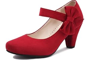 elerhythm Mary Jane Chaussures à talons vintage pour femme avec nœud Gatsby des années 1950 et bride de cheville victorienne en faux daim