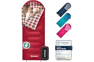 KingCamp Saco de Dormir Infantil de Franela de algodón - Cálido y cómodo para niños de 10 a 12 años (hasta 145 cm) - Camping Accesorios, Viajes y Actividades de Invierno al Aire Libre