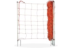 horizont easyLine Schafzaun 50m lang, 90cm hoch – Schafnetz inkl. 14 Pfähle mit Doppelspitze – Elektronetz, Weidezaun für Schafe, Elektrozaun, mobiler Zaun, elektrischer Weidezaun, Schafszaun