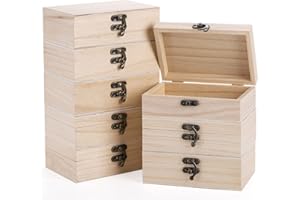 yarlung 8 Pack Unfinished Wooden Boxes for Crafts, 6x4x2 Inch/15.2x10x5cm Small Keepsakes Box Jewelry Storage Unpainted DIY Gifts Box for Treasure Chest, Art Hobbies, Hinged Lid with Front Clasp