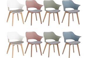 GrandCA HOME Set di 8 Sedie da Cucina Nordica Sedia da Pranzo con Gambe in Legno Massello, Sedie Imbottite per Camera da Letto, Soggiorno, Cucina,Miscela-2