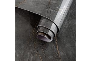 JSEVEM 80CM×9M Big Extra Wide Thick Dark Cyan Grey Gold Pattern Marble Wallpaper Peel and Stick Waterproof Dark Greenish Gray Granite Contact Paper Vinyl Wrap Wall Sticker for Bedroom Living Room Gym