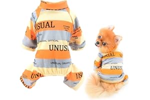SMALLLEE_LUCKY_STORE Haustierkleidung, Mehrfarbig, gestreift, Baumwolle, Pyjama für kleine und mittelgroße Hunde Katzen, Schlafanzug, Overall, Nachtwäsche, Outfits für Yorkie Chihuahua, Orange, M