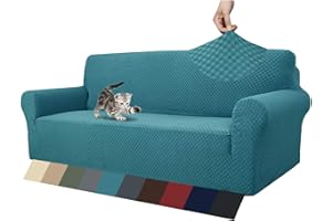 MAXIJIN Fodere per divani più recenti per 3 posti, fodera per divano jacquard elasticizzata per cani Fodere per mobili in 1 pezzo elastiche per animali domestici (3 posto, Jacquard Blu Pavone)