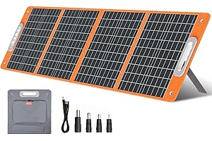 FF FLASHFISH Panneau solaire pliable 18 V/100 W,Chargeur solaire portable,Sortie CC - Type C/QC3.0 - Monocrystalline Panneaux solaires photovoltaïques Pour tablette,Camping,Pêche