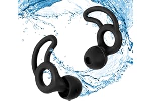 AIOUTGOGO Bouchons d'oreilles de natation en silicone souple-Conception légère avec anneau bouchon oreille piscine adultes Étanches Parfaits pour les piscines, la natation, le surf et les sports nautiques Noir