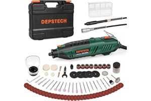 DEPSTECH Rotary Tool Kit, 200W Rotary Multi Tool 6 Variable Speed 10000-40000RPM with Keyless Chuck and Flex Shaft, 128pcs Accessories Set for DIY Craft, Engraving, Cutting, Sanding, Polishing-DM200A