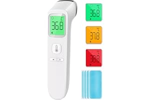 LOCK N STOCK Non Contact Forehead Digital Thermometer With 4 FREE Instant Ice Packs, Thermometer For Adults, Touchless Baby Thermometer, High Accuracy thermometers with LCD Display, Mute Mode, Memory, Fever Alert