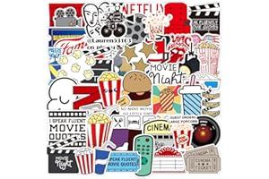 BRIC DODO Lot de 50 autocollants esthétiques en vinyle imperméable pour fête de cinéma, ordinateur portable, téléphone, skateboard, voiture, ordinateur, cinéma, théâtre, pour adolescents, enfants, adultes et