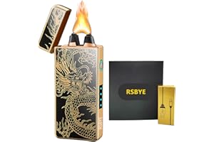RSBYE Elegante Encendedor Electrónico, Mechero Electrico con Arco Eléctrico Engrosado, Encendedor Electrónico de Plasma, Mechero Electrico USB Recargable, Mechero para Hombres (Dragón)