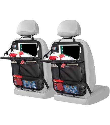 Lot De 2 Organisateurs Voiture Pour Siège Avant - Avec Table Pliante Et Poches, Protection Dossier étanche