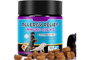 REBODUM Dog Allergy Relief Chews, Itchy and Immunity Treats for Dogs Itchy Dog Skin Relief Anti Itch Skin& Coat Supplement for All Dogs Peking Duck Flavor