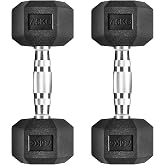 Hexagonal Dumbbells 5-25 kg Professional Set for Home Gym, Cast Iron with Rubber Coating with Ergonomic Non-Slip Handle, Vers