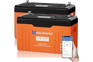 Eco-Worthy LiFePO4 Bluetooth 2 * 12 V-batteri på 314 Ah EnergyTrek med display, litiumbatteri med 200A BMS, skydd mot låga te
