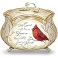 The Bradford Exchange 'A Messenger From Heaven' Cardinal Heirloom Porcelain® Music Box –James Hautman Art. 22-Carat Gold-Plating, Heart Charm And Poem Card. Plays: 'Always In My Heart'