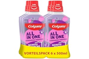 ‎COLGATE Colgate All In One Mouthwash 6 x 500 ml - For Instant & Lasting Freshness and Caries Protection - Antibacterial Mouth and Teeth Cleaning without Alcohol** for Optimal Protection