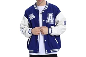Eocicvvi Giacca Uomo da Baseball Lettera Ricamo Varsity Jacket Donna Vintage Cappotto Unisex Giubbotto da Coppia Autunno Inverno