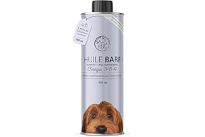 ANNIMALLY Huile BARF pour chiens 500ml Huile Barf avec Omega 3-6-9 à partir de: huile de saumon, huile de colza, huile de chanvre et huile de bourrache - huile alimentaire pour chien comme garniture alimentaire