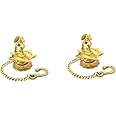 Two Moustaches Peacock Design Brass Hanging Diya Set , Brass Oil Lamp Pair , Diyas for Decoration , 2.5X2.5X3.5 LXWXH Inches , Chain Length -11 Inches , Standard , Pack of 2 Diyas