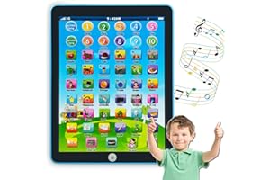 GAGINAN Kinder Lernpad/Tablet Interactive Kleinkind Spielzeug mit Words Zahlen Alphabete Songs Englisch Elektronisches Lernspielzeug für Jungen und Mädchen im Vorschulalter 3-8 Jahre (Blau)