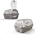 CAT CENTRE Grey Pet Cat Puppy Carrier Durable Portable Large Transporter 51 cm Kitten Carrying Case Flap Door Pet Safe Vet Travel Cage Box Ventilated Kennel Training Basket Sturdy Premium Quality