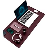 [22-OUAK-MYMW] Klasse &Ccedil;ift Renk Dikişli PU Deri Masa Matı 80x40 Cm Mousepad, Su Ge&ccedil;irmez Masa S&uuml;meni, &Ccedil;ift Taraflı Kullanım, 