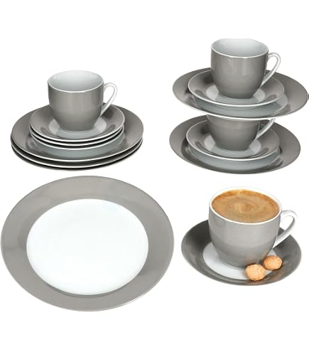 Service De Table Ahoi 12 Pièces Porcelaine Bleu Et Blanc - 6 Assiettes Plates + 6 Assiettes Creuses, Motif Nautique Ancre, Pour 6 Personnes, Lavable Au Lave-vaisselle