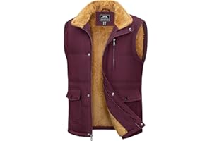 MAGCOMSEN Men's Outerwear Gilets Winter Fleece Lined Body Warmer Sleeveless Jacket Outdoor Work Gilets with 4 Pockets