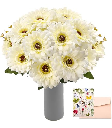SNAIL GARDEN Künstliche Gänseblümchen – 20 Blüten, 2 Farben, Seide, Für Deko Zuhause & Hochzeit