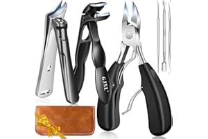 GJNL Toenail Clippers for Thick Toenails, Christmas Gifts for Men Dad Stocking Fillers, 2025 Angled Head Toe Nail Clippers Heavy Duty 45° Slanted Toenail Clippers, 37mm Wide Jaw Nail Clippers 6PCS