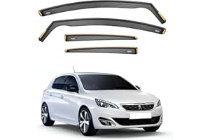 iSpeed Wind Deflectors For Peugeot 308 mk2 2013-2021 5 Door Hatchback 4pc Set - Keep Your Car Ventilated in Rain - Reduce Wind Turbulence - Tinted In-Channel Type