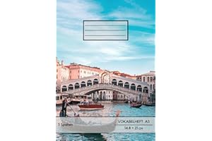 Vokabelheft Italienisch: DIN a5 3 Spalten 78 Seiten liniert - Register von A bis Z - über 1400 Vokabeln - Venedig Abdeckung - Perfekt für alle, die Italienisch Vokabeln lernen möchten oder müssen