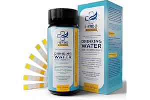 HERBOAHORRO Tiras Reactivas 15 en 1 para Agua Potable – Análisis Rápido y Preciso de Calidad del Agua – Agua Bebible - Ideal para el Hogar, Pozos, Piscinas y Acuarios – 100 Unidades