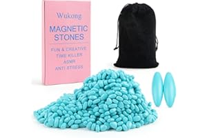 Wukong Hämatit Magnetsteine Hellblau – 300 g (ca. 500 Stück) mit 4 ovalen Magnetsteinen – Anti-Stress-Magnete für Erwachsene, kreatives Fidget-Spielzeug gegen Stress & ADHS