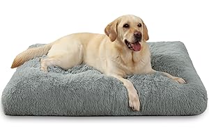 KSIIA Cuccia per cani di taglia grande, lavabile, in peluche, 105 x 70 cm, fondo antiscivolo, tappetino per cani di taglia grande, di medie dimensioni, colore grigio