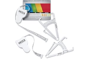 Body Tape Measure and Skinfold Caliper for Body Set - (Pack of 2) - Skin Fold Body Fat Analyzer and BMI Measurement Tool, White by MEDca