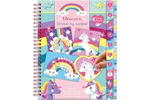 Totum Jednorożec do naklejania według liczb: kolorowy jednorożec - zabawa dla dzieci, motoryka precyzyjna i edukacyjna, szablony do malowania, zeszyt z naklejkami dla dzieci, kolorowy