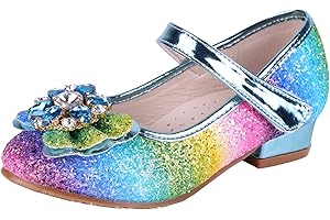 ANBIWANGLUO Zapatos Princesa Lentejuelas Niña Zapatosde Tacon Niñas Sandalias de Fiesta Nina