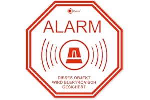 EASYDRUCK24DE '6 pegatinas "Alarma, isecur, alarmgesichert, 5 x 5 cm, art. Hin _ 218, Nota Sobre Alarma, außenklebend para ventanas, Hogar, Coche, Camión, diseño Máquinas