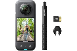 Insta360 X3 Kit Get-Set - Cámara de acción 360 Impermeable con Sensor de 1/2 Pulgadas, Fotos 360 de 72 MP, vídeo 360 5,7 K, estabilización, Pantalla táctil de 2,29 Pulgadas, vibración, edición IA,